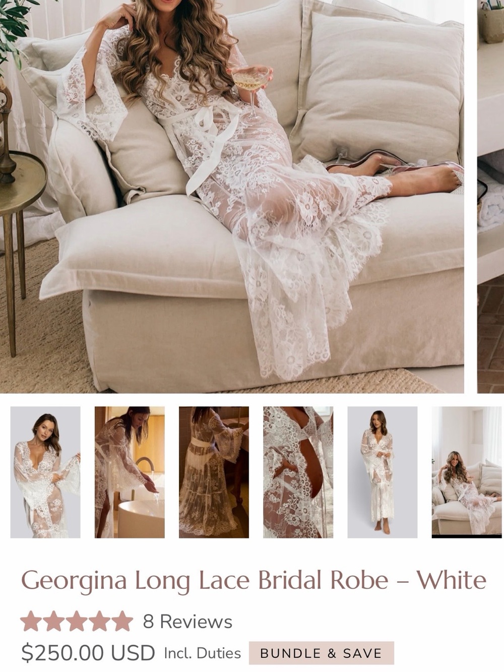 Sheer Lace Tie-Waist Robe in White